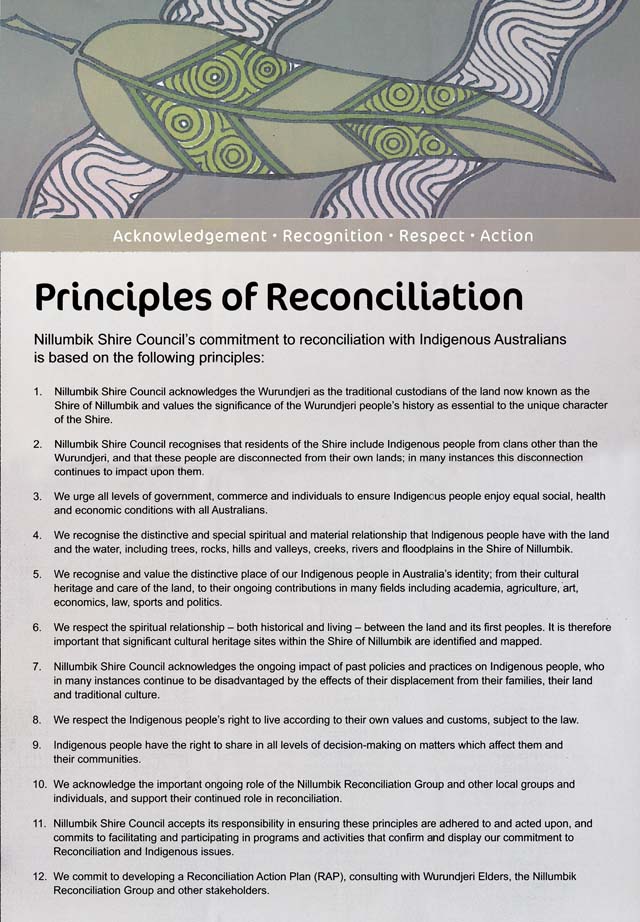 Nillumbik Shire Reconciliation charter